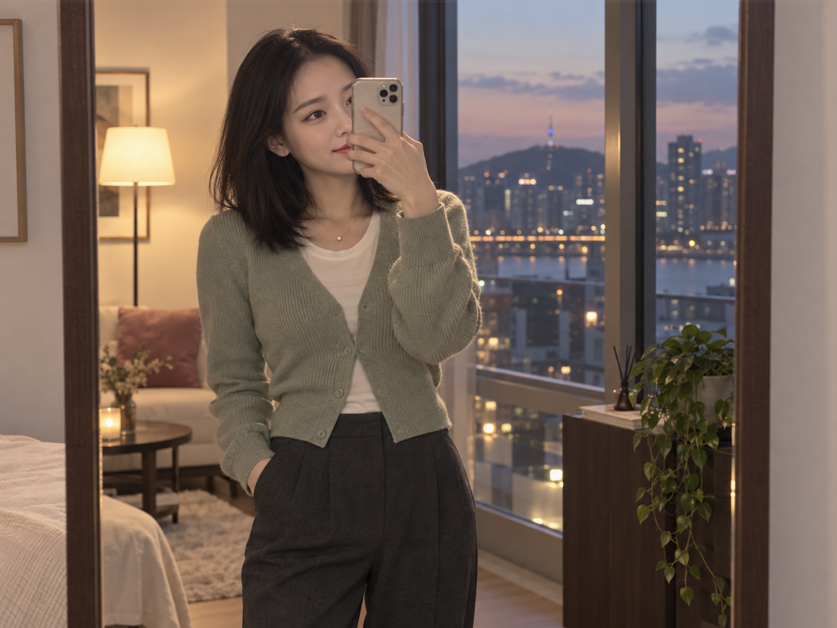 경기도 안양시 이동과 방문 일정을 안내하는 젊은 성인 한국 여성 관리사